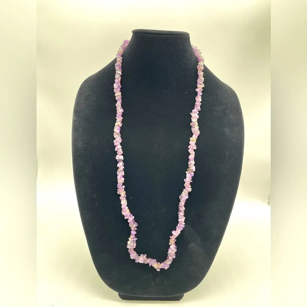 Amethyst Chips Necklace 20 Inches Long